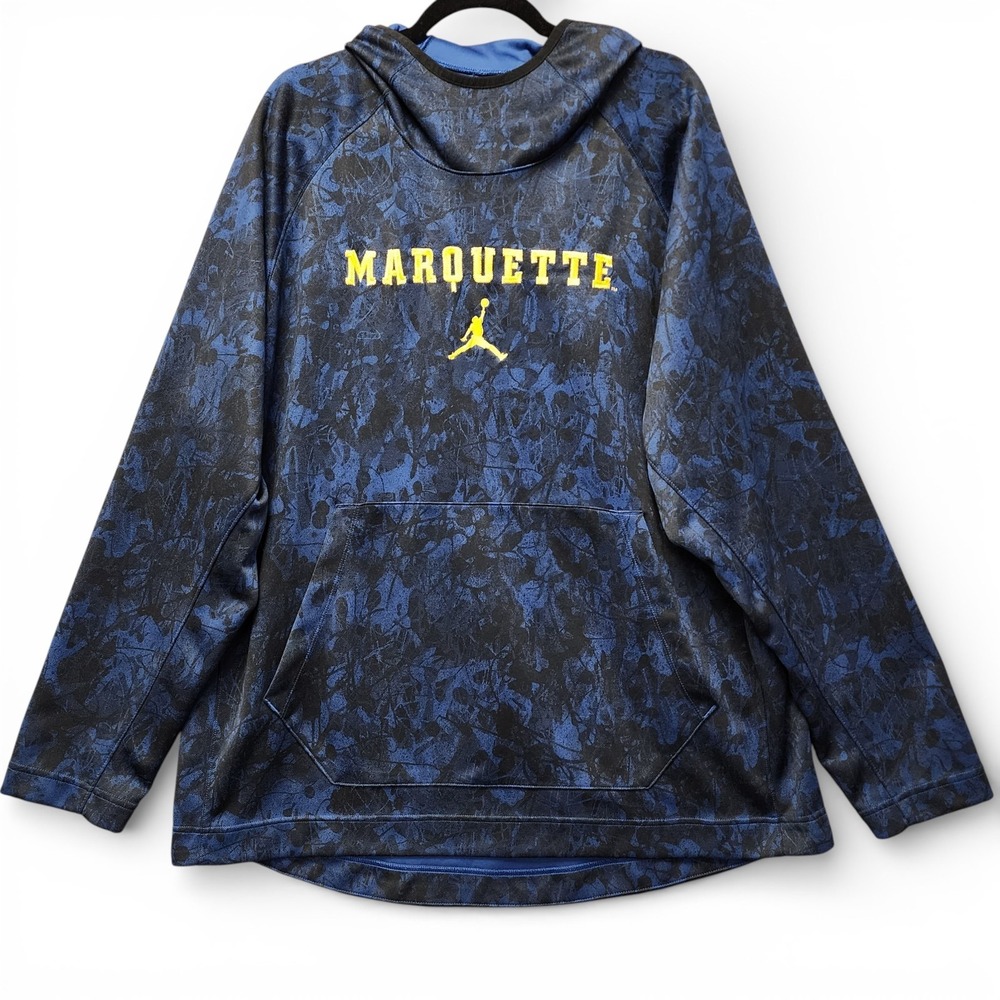 University of Marquette Jordan Hoodie Mens XXL‎ Dark Blue Camo Print Pullover